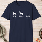 Sitz Rolle Bleib Hunde T-Shirt