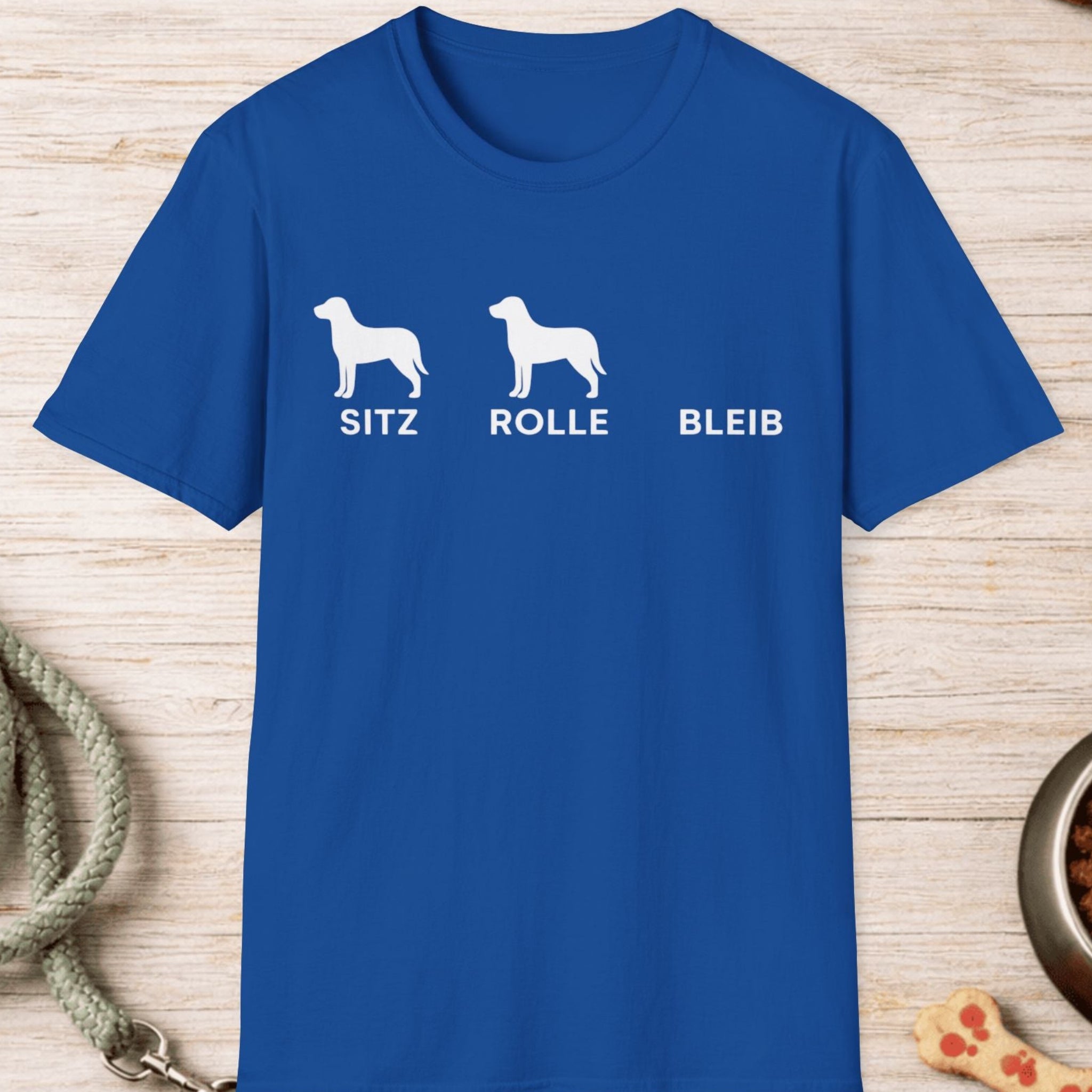 Sitz Rolle Bleib Hunde T-Shirt
