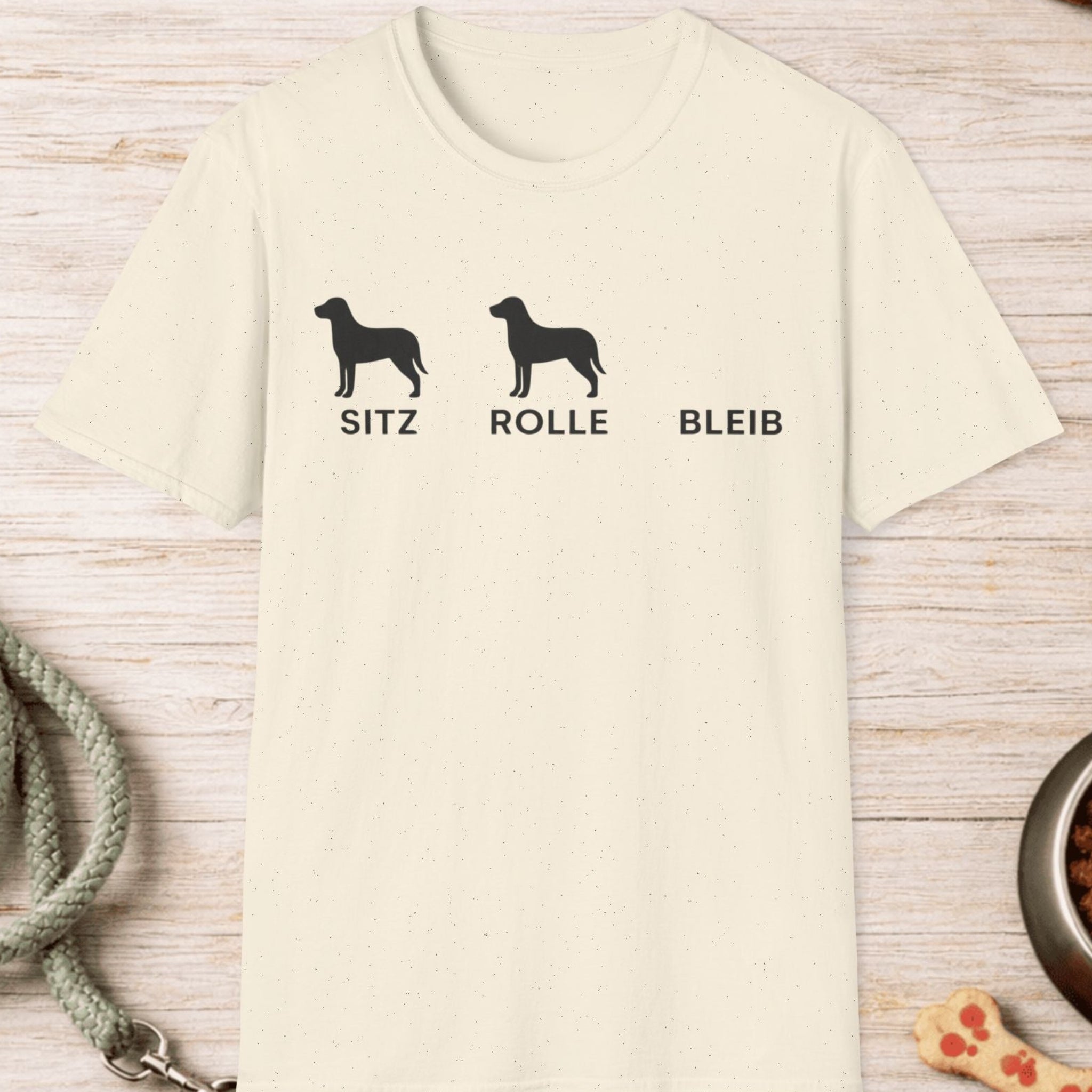 Sitz Rolle Bleib Hunde T-Shirt