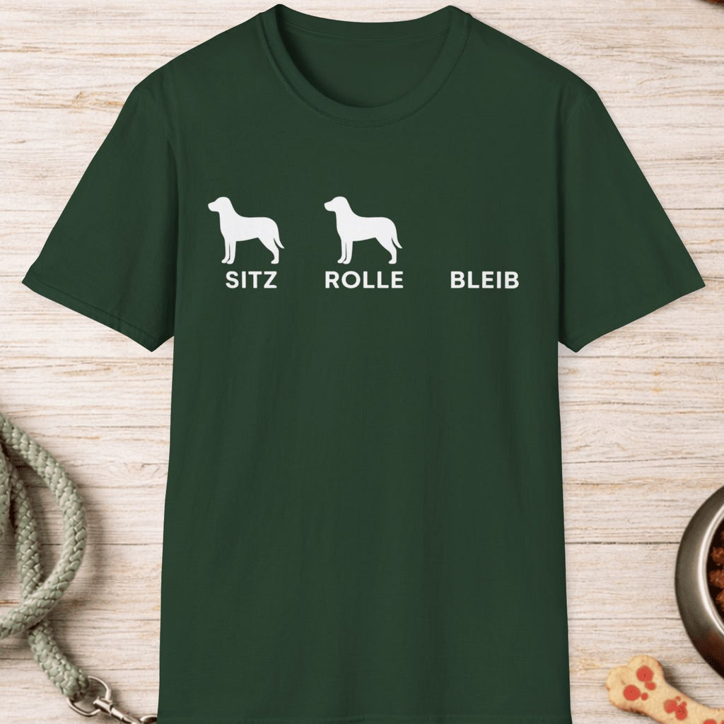 Sitz Rolle Bleib Hunde T-Shirt